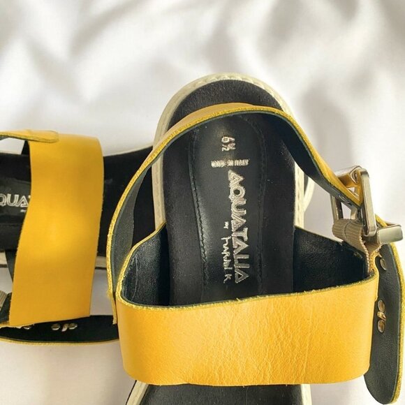 AQUATALIA BY MARVIN K OMORA YELLOW LEATHER STRAPPY PLATFORM SANDALS - 6,5 - Picture 7 of 7